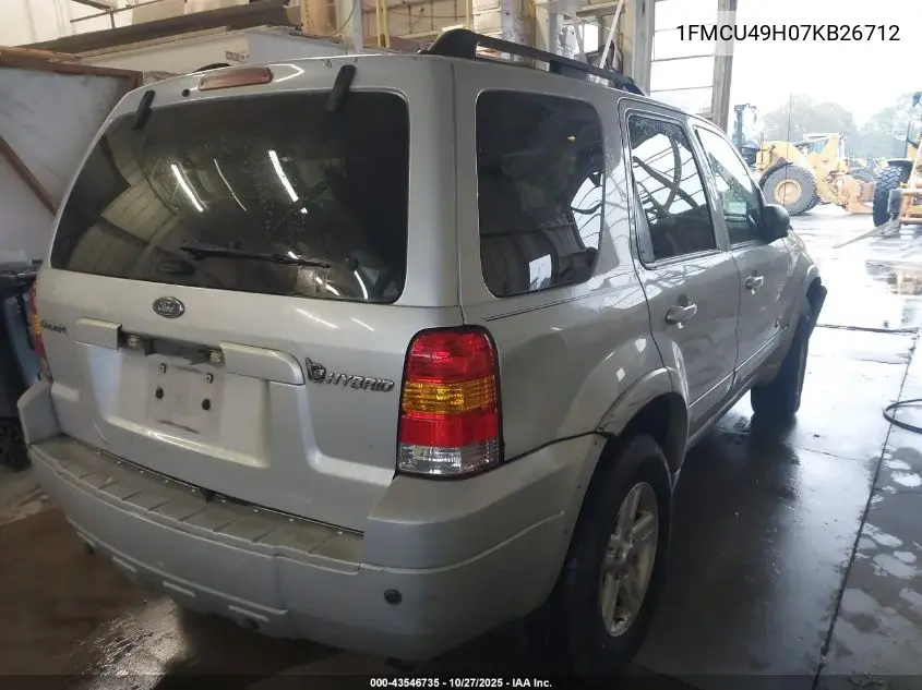 1FMCU49H07KB26712 2007 Ford Escape Hybrid