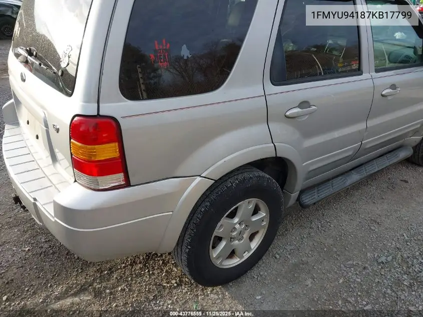 1FMYU94187KB17799 2007 Ford Escape Limited