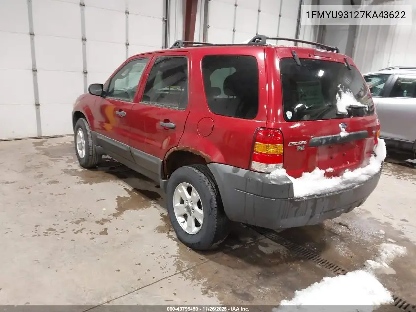 1FMYU93127KA43622 2007 Ford Escape Xlt/Xlt Sport