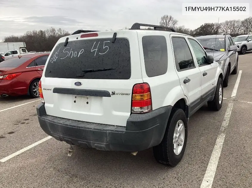 1FMYU49H77KA15502 2007 Ford Escape Hybrid