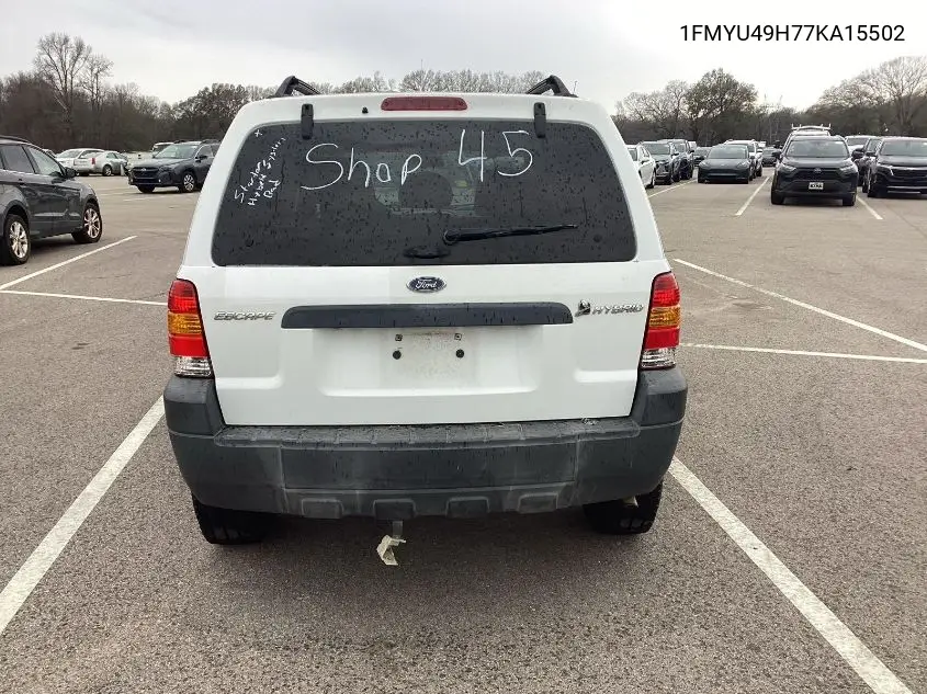 1FMYU49H77KA15502 2007 Ford Escape Hybrid
