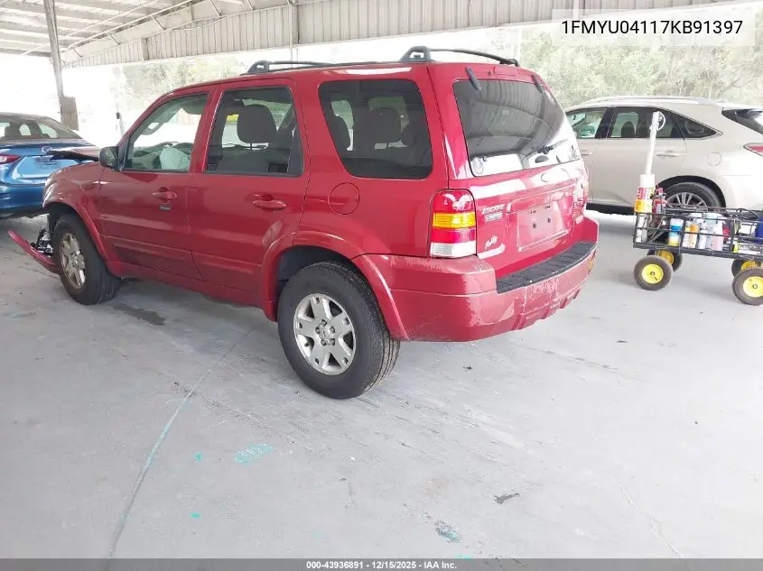 1FMYU04117KB91397 2007 Ford Escape Limited