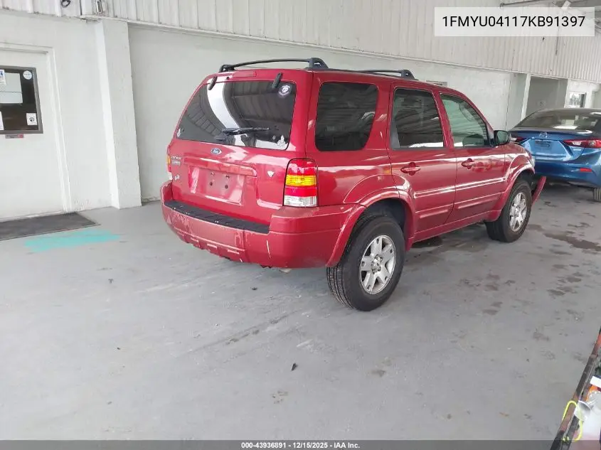 1FMYU04117KB91397 2007 Ford Escape Limited