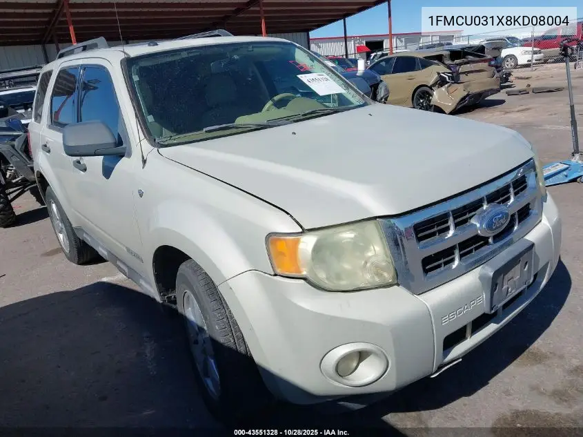 1FMCU031X8KD08004 2008 Ford Escape Xlt