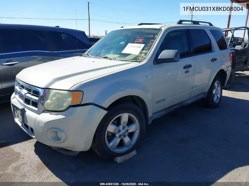 1FMCU031X8KD08004 2008 Ford Escape Xlt