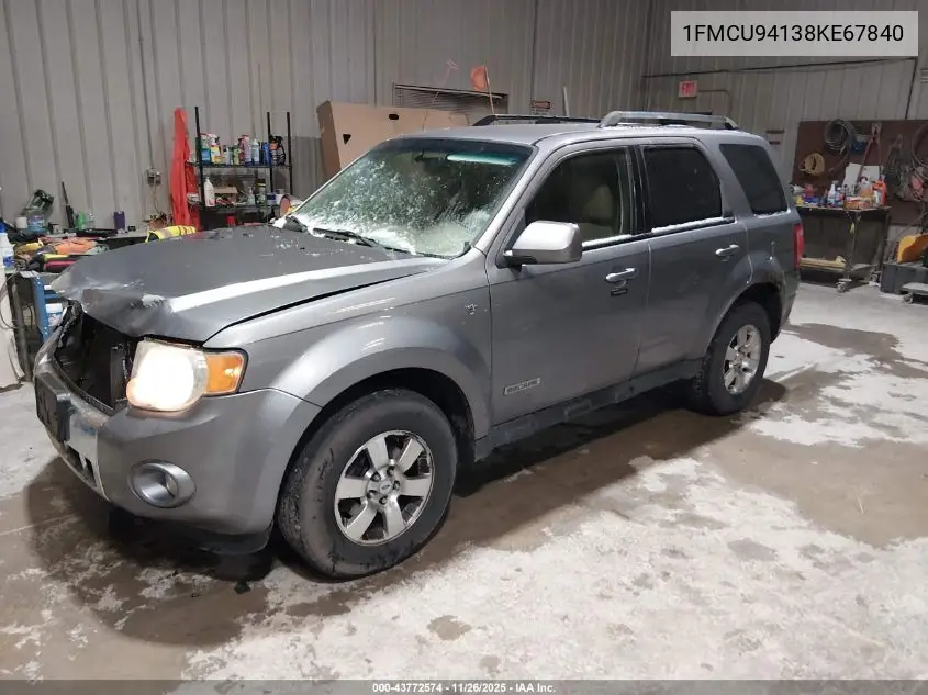 1FMCU94138KE67840 2008 Ford Escape Limited