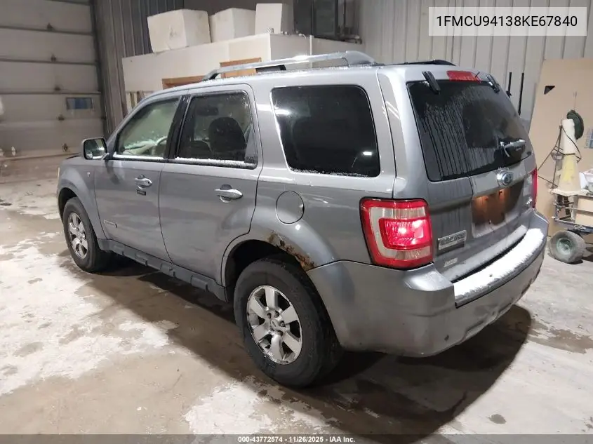 1FMCU94138KE67840 2008 Ford Escape Limited