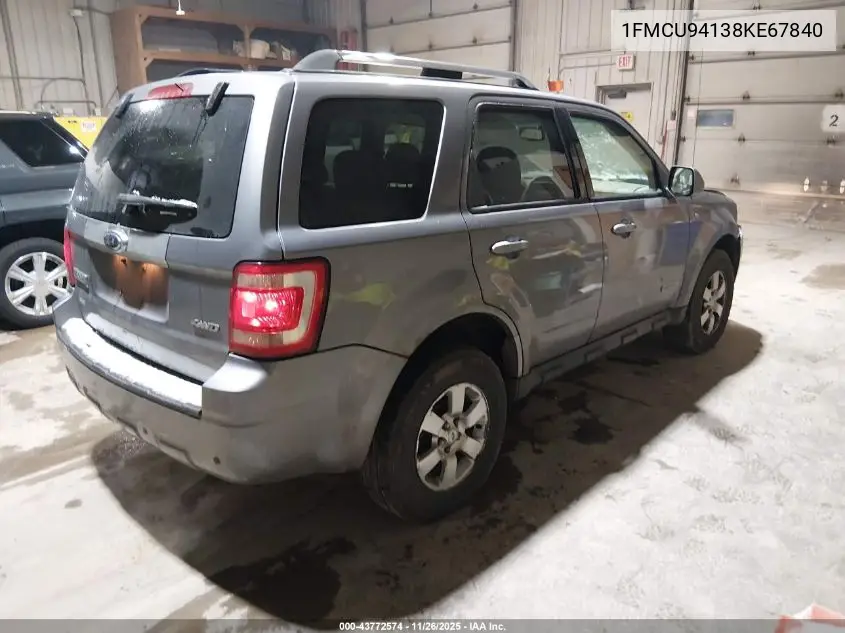 1FMCU94138KE67840 2008 Ford Escape Limited