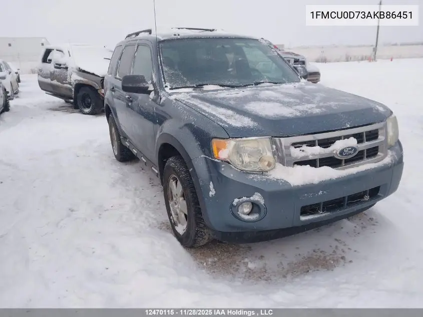 1FMCU0D73AKB86451 2010 Ford Escape Xlt