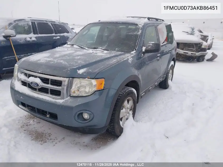 1FMCU0D73AKB86451 2010 Ford Escape Xlt