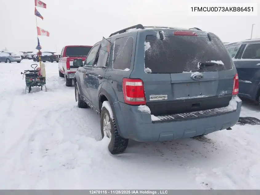 1FMCU0D73AKB86451 2010 Ford Escape Xlt