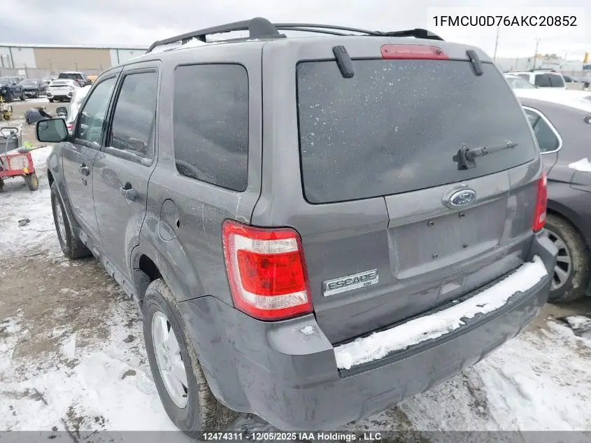 1FMCU0D76AKC20852 2010 Ford Escape Xlt