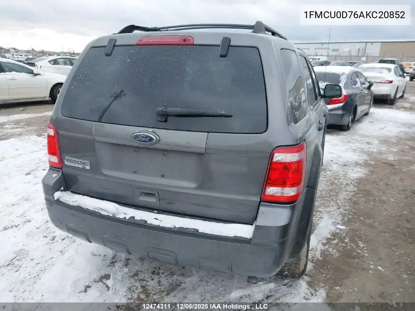 1FMCU0D76AKC20852 2010 Ford Escape Xlt