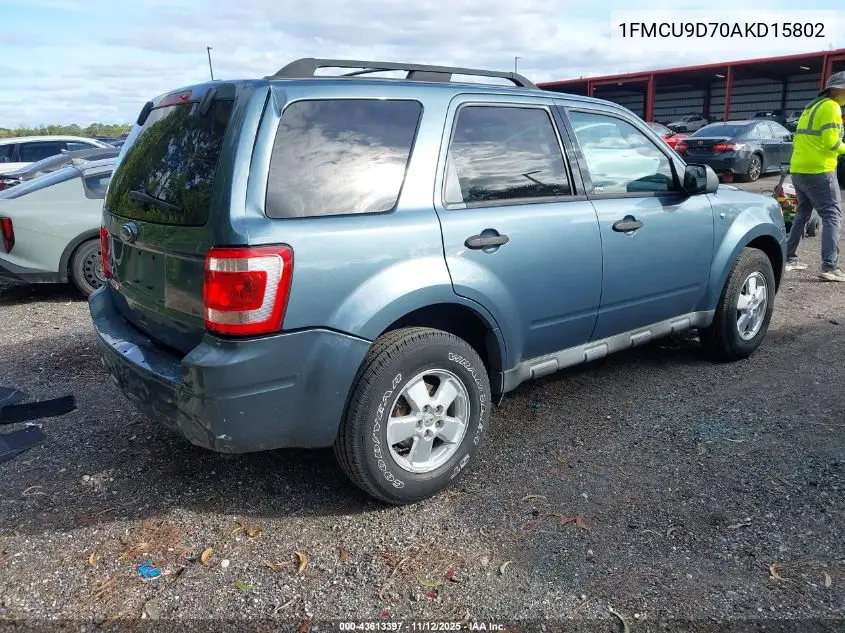 1FMCU9D70AKD15802 2010 Ford Escape Xlt