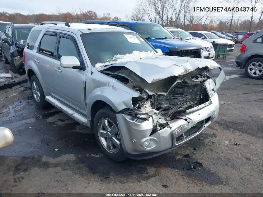 1FMCU9E74AKD43746 2010 Ford Escape Limited
