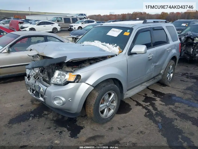 1FMCU9E74AKD43746 2010 Ford Escape Limited