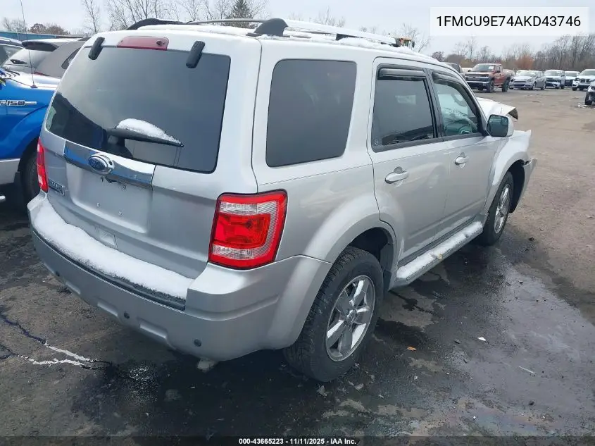 1FMCU9E74AKD43746 2010 Ford Escape Limited