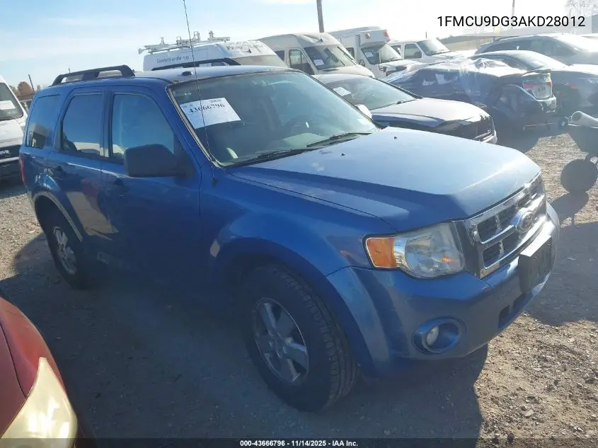 1FMCU9DG3AKD28012 2010 Ford Escape Xlt