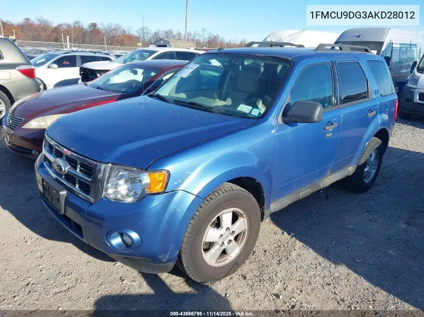 1FMCU9DG3AKD28012 2010 Ford Escape Xlt