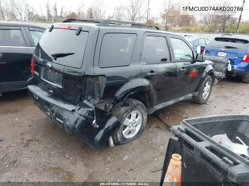 1FMCU0D74AKD20786 2010 Ford Escape Xlt