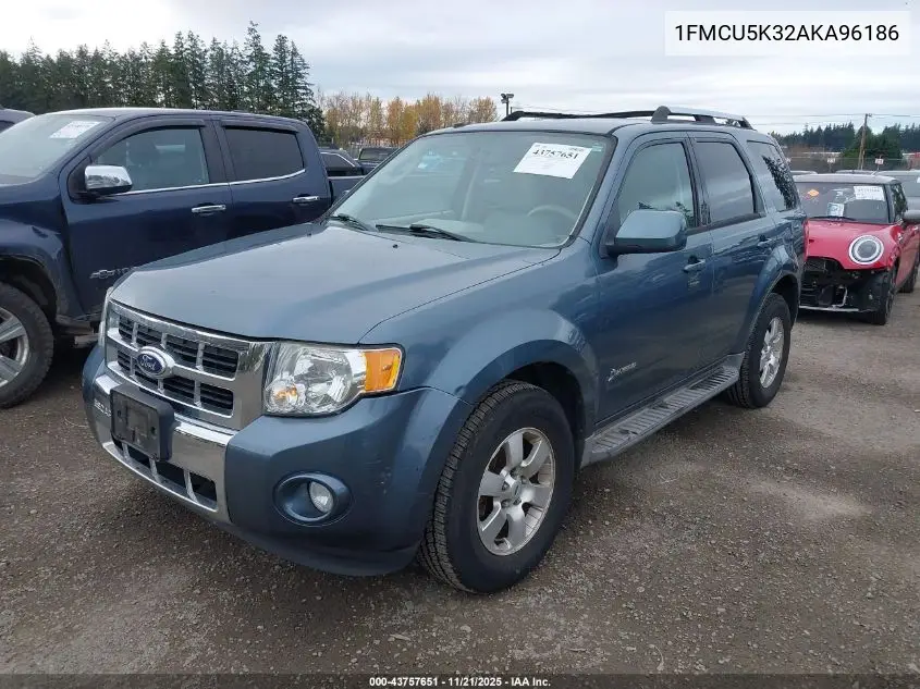 1FMCU5K32AKA96186 2010 Ford Escape Hybrid Limited