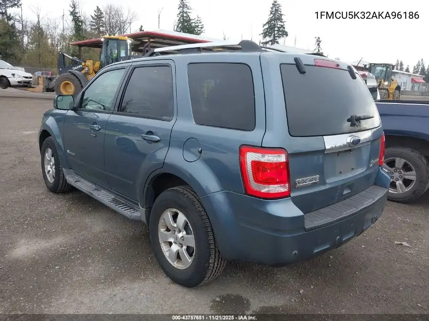 1FMCU5K32AKA96186 2010 Ford Escape Hybrid Limited