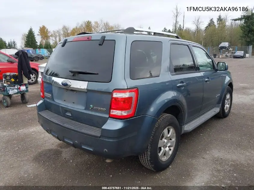 1FMCU5K32AKA96186 2010 Ford Escape Hybrid Limited
