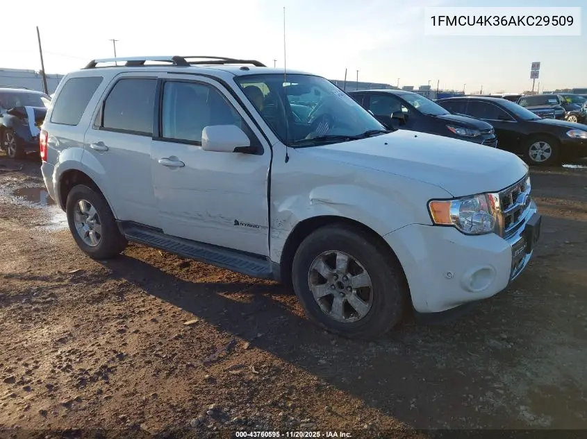 1FMCU4K36AKC29509 2010 Ford Escape Hybrid Limited