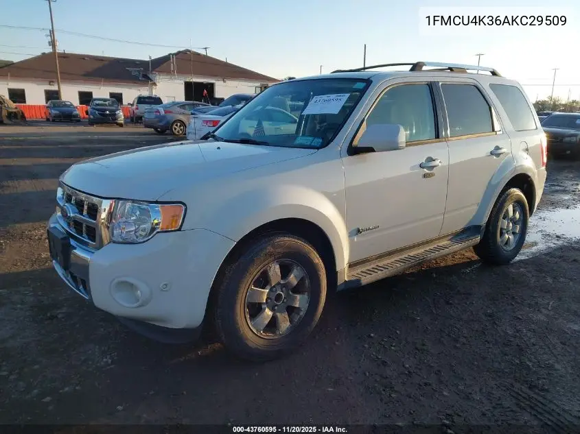 1FMCU4K36AKC29509 2010 Ford Escape Hybrid Limited