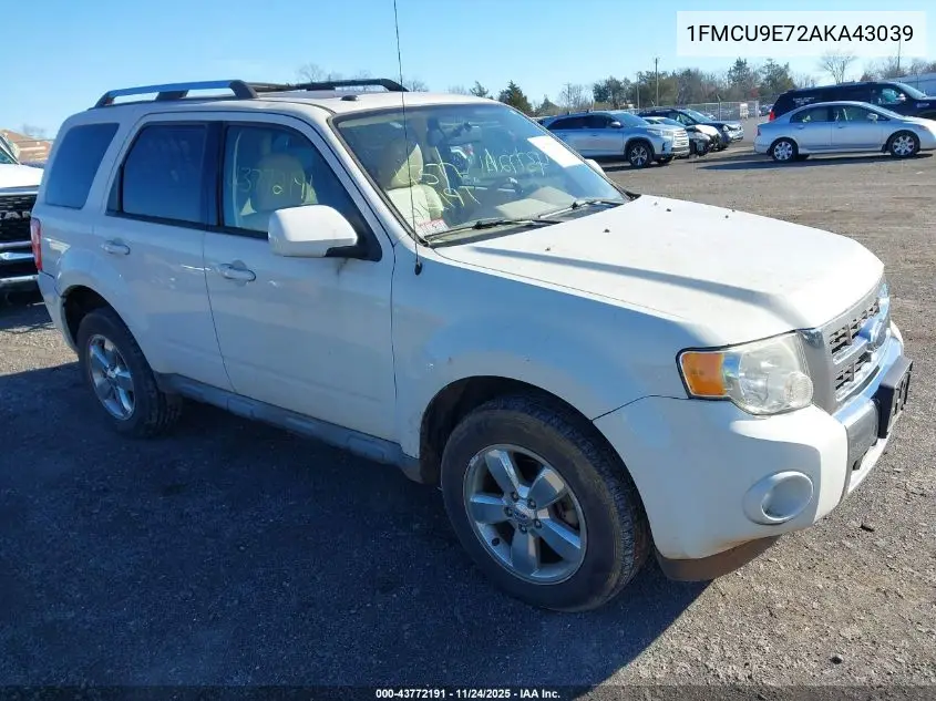 1FMCU9E72AKA43039 2010 Ford Escape Limited
