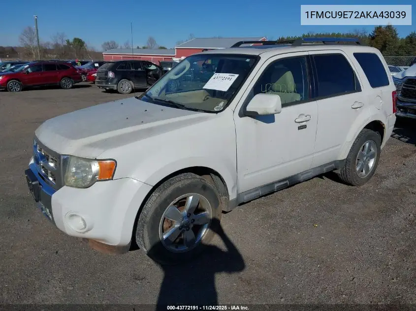 1FMCU9E72AKA43039 2010 Ford Escape Limited