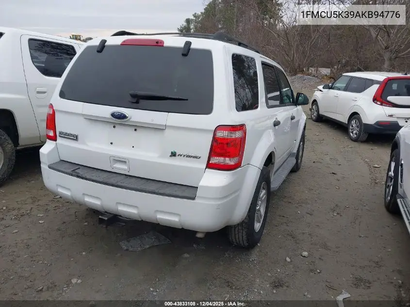 1FMCU5K39AKB94776 2010 Ford Escape Hybrid Limited