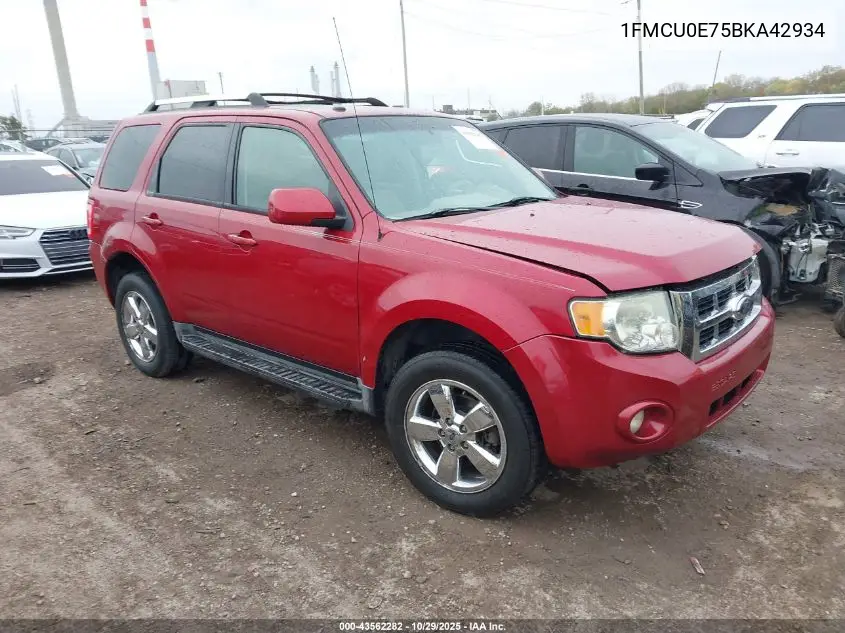 1FMCU0E75BKA42934 2011 Ford Escape Limited
