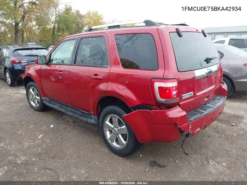 1FMCU0E75BKA42934 2011 Ford Escape Limited
