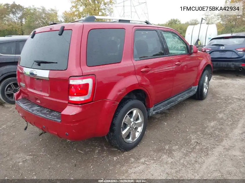 1FMCU0E75BKA42934 2011 Ford Escape Limited