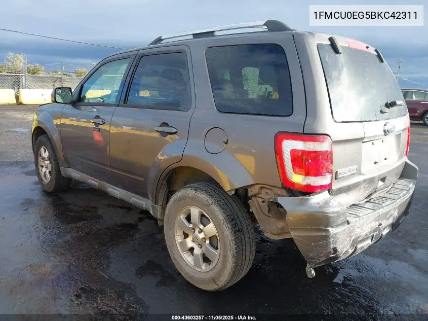 1FMCU0EG5BKC42311 2011 Ford Escape Limited