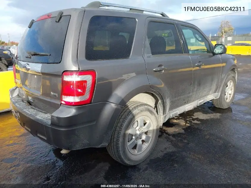 1FMCU0EG5BKC42311 2011 Ford Escape Limited
