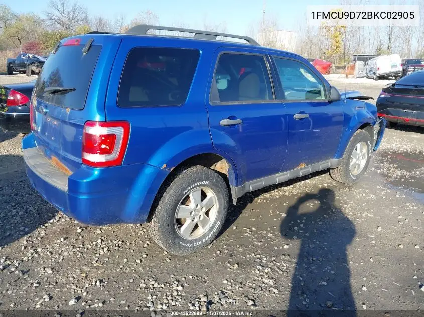 1FMCU9D72BKC02905 2011 Ford Escape Xlt