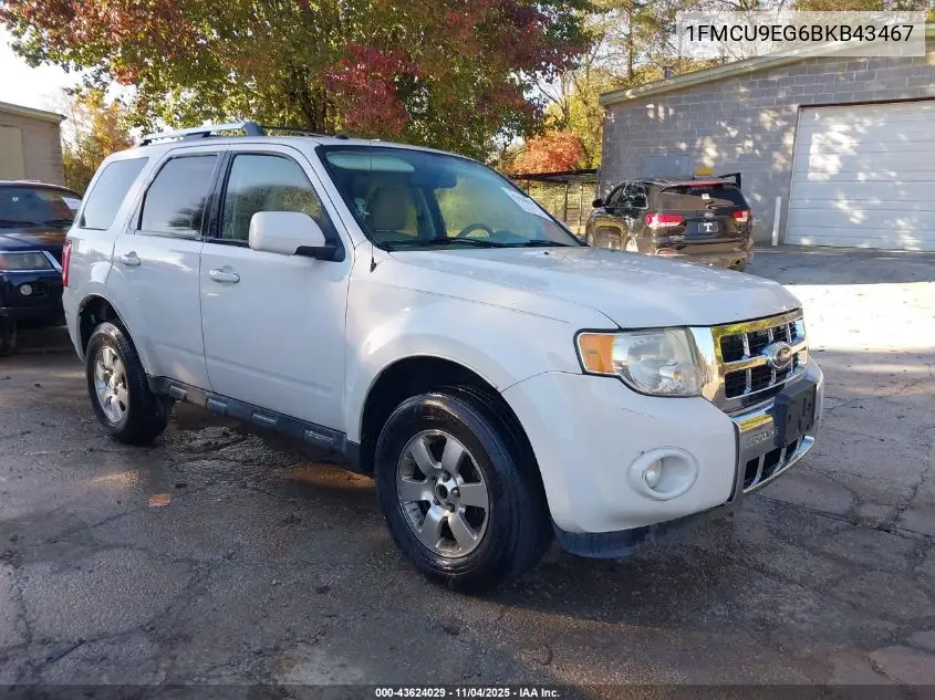 1FMCU9EG6BKB43467 2011 Ford Escape Limited