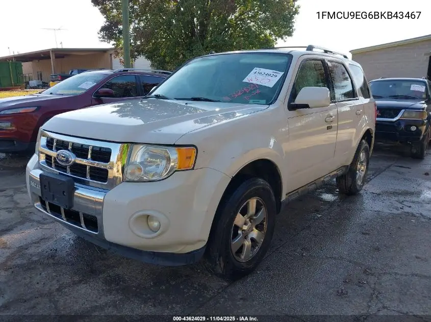 1FMCU9EG6BKB43467 2011 Ford Escape Limited