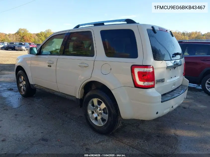 1FMCU9EG6BKB43467 2011 Ford Escape Limited