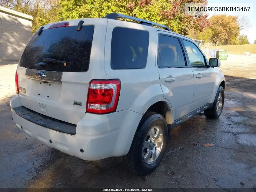 1FMCU9EG6BKB43467 2011 Ford Escape Limited