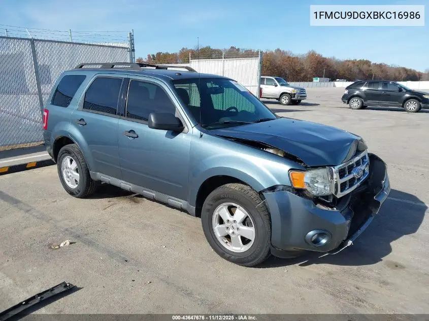 1FMCU9DGXBKC16986 2011 Ford Escape Xlt