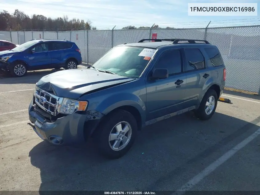 1FMCU9DGXBKC16986 2011 Ford Escape Xlt
