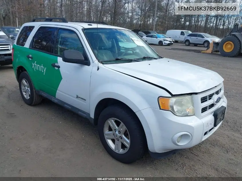 1FMCU5K37BKB92669 2011 Ford Escape Hybrid