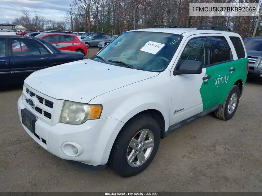 1FMCU5K37BKB92669 2011 Ford Escape Hybrid