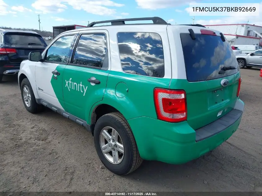 1FMCU5K37BKB92669 2011 Ford Escape Hybrid