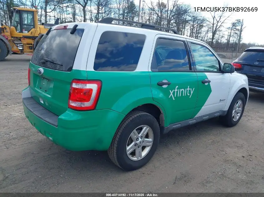 1FMCU5K37BKB92669 2011 Ford Escape Hybrid