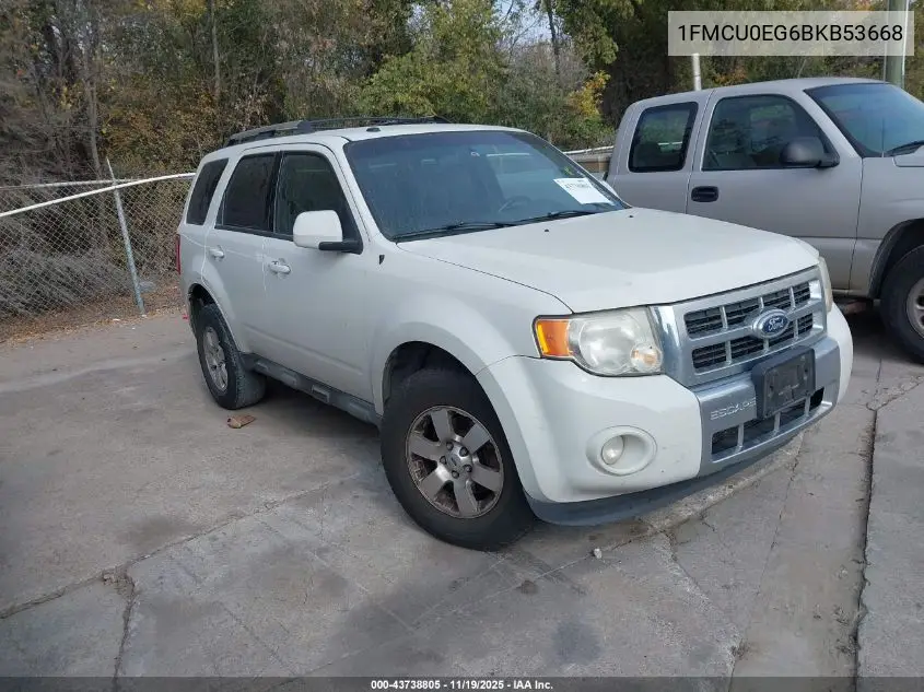 1FMCU0EG6BKB53668 2011 Ford Escape Limited