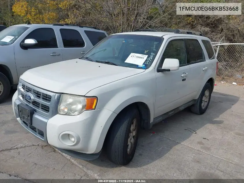 1FMCU0EG6BKB53668 2011 Ford Escape Limited